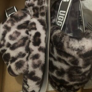 UGG Animal Print Fluffy Slippers